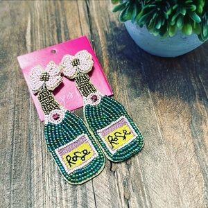 Rosé Bottle Beaded Statement Earrings